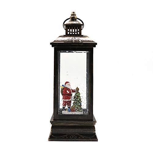 Bonbell Lanterna di Natale, Lanterna Musicale a LED con Globo di Neve di Natale, per la Decorazione Domestica, Presa USB o alimentata a Batteria
