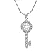 Spinningdaisy Silver Plated Floral Round Key Necklace