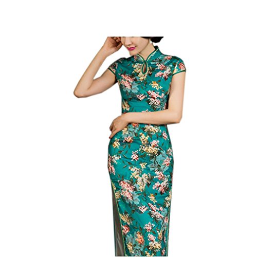 XueXian(TM) Women's Floral Print Slim-fit Summer Prom China Qipao Long Cheongsam