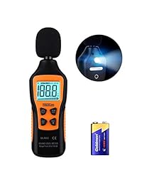 Tacklife slm01 Classic Decibelios medidor de nivel de sonido portátil Medidor Tester medir 30dBA ~ 130dBA precisión dentro de + Función  1.5dba Max Min & Hold con gran visualización LCD 9 V pilas incluidas., Anaranjado y negro