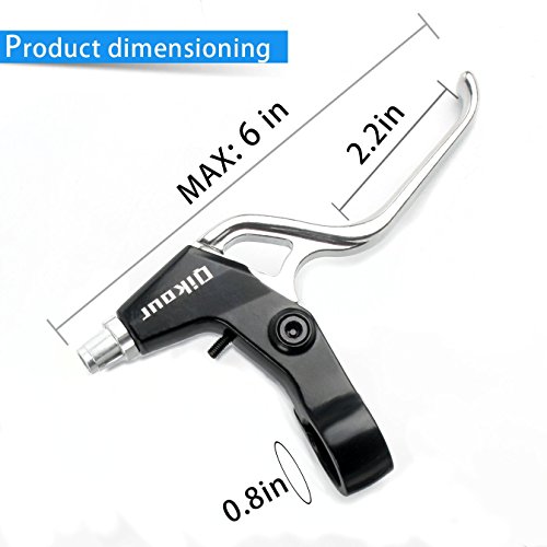 TOPBRY Bicycle Brake Lever,1 Pair Universal Full Aluminum Alloy Bicycle Brake Handle 2.2cm Diameter for Mountain Bike, Road Bike, Folding Bike, MTB (Silver & Black, 3-Finger)