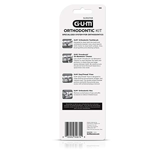 GUM 124KK Orthodontic Kit Orthodontic Toothbrush, 3 Proxabrush