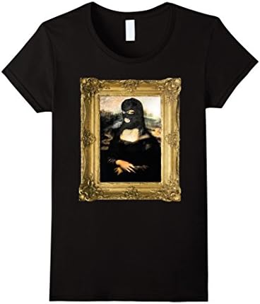 Womens Masked Mona Lisa T-Shirt Medium Black