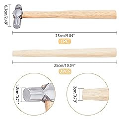 PH PandaHall 1pc Ball Peen Hammer with Two Spare