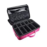 Goldwheat 3-tiers Cosmetic Train Case Professional Artist Makeup Train Case with Shoulder Strap, Pink