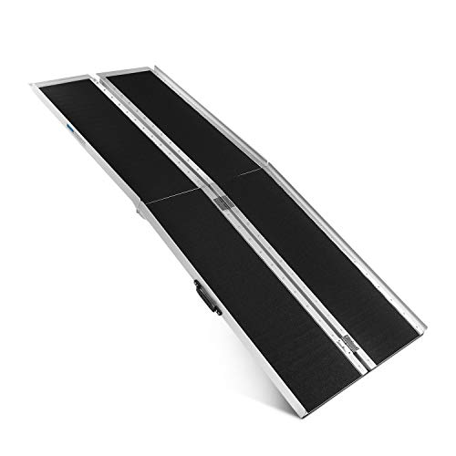 ORFORD Non Skid Multifold Wheelchair Ramp 7FT, Utility Mobility Access Threshold Ramp for Home Steps Stairs Doorways Scooter