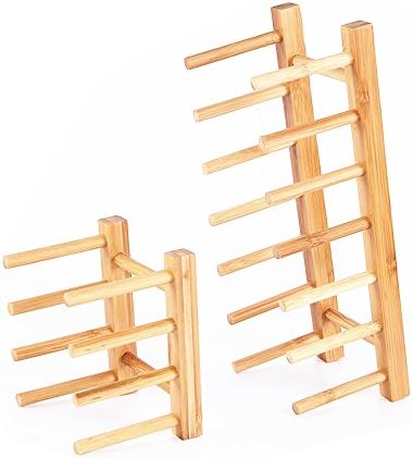 Wooden Bamboo Dish Racks Cup Rack Pot Lids Racks 1-Set