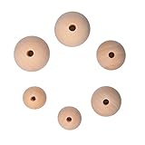 Outus Natural Round Wood Beads Wood Spacer Beads Wood Loose Beads, 50 Pieces (20 mm, 25 mm and 30 mm)