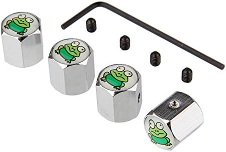 aXadeby 4PCS Tyre Tire Wheel Stem Air Valve Cap Anti-theft (Little frog）