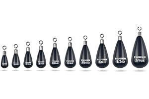 MUUNN 10 Pack Tungsten Free Rig Tear Drop Shot Weights,Free Rig Fishing Sinkers kit for Drop Shot Rig,97% Density Tungsten Fishing Weights