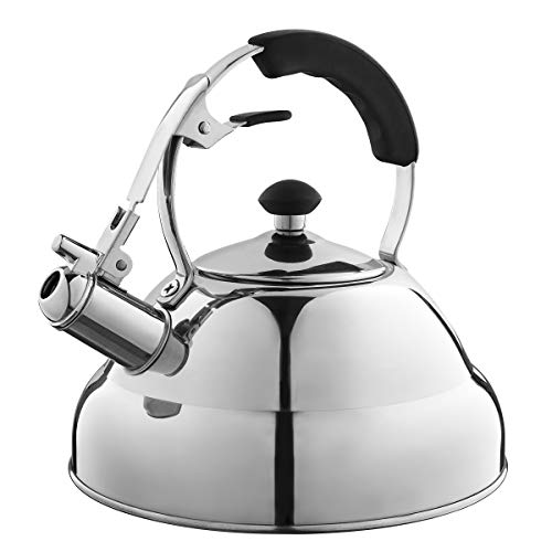 Eurolux Tea Kettle - Teapot with Capsule Bottom and Mirror Finish, 2.75 Quart Tea Pot - Stove Top Tea Maker Infuser Teapots Strainer Included