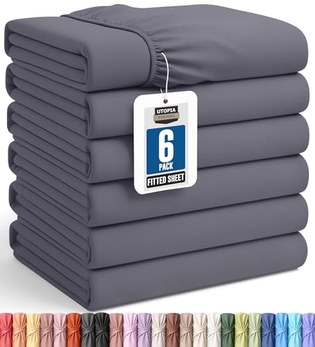 Utopia Bedding Twin XL Spannbettlaken - Unverzichtbare Ausstattung für College-Studentenwohnheime - Großpackung mit 6 Bettlaken - weich gebürstete Mik