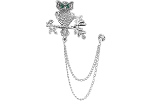 XUN ZHE Vintage Animal Tassel Chain Pin Brooch for Men Women,Punk Buck Suit Tie Lapel Pin,Deer Ram Owl Rhinestone Collar Chain Pin for Boyfriend Gifts
