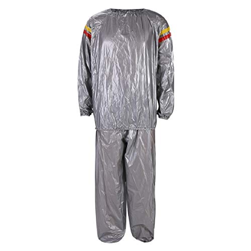 Men's Sauna Suit Exercise Gym Sweat Suit Fitness Weight Loss Anti-Rip Training Thermal Sweat Suit by Lowprofile Silver