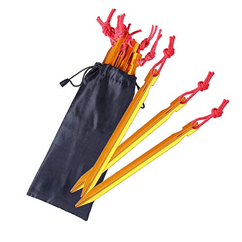 Lvgowyd 12Pcs 7075 Aluminum Tent Stakes with Reflective Rope - Nail Lightweight Tent Pegs for Camping Trip, Hiking and Gardening - Thumbnail 4