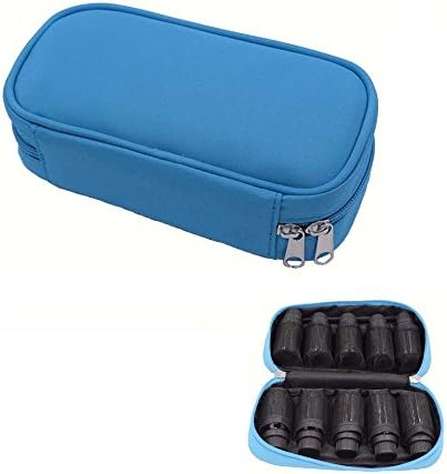 10 Bottles Essential Oil Carrying Case Holds for 5ml 10ml and 15ml Storage Bag(Purple,Black,Rose,Blue) (Blue)