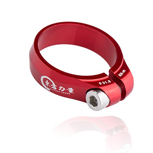 EASTERN POWER Seatpost Clamp, Bicycle 31.8mm Ultra-Light Seat Clamp, Anodized CNC Red Seat Post Clamp, Aluminum Alloy Seat Tube Lock Collar