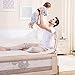 BABY BBZ 59inch Bed Rail - Single Foldable Safety Bedrail with Ventilated Mesh for Toddlers - Queen Size Bed Guard for Kids - Elephant Print - Safe Sleep (Beige Color)