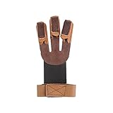 Krayney Adult Youth Archery Leather Gloves Finger Protector Shooting Hunting Arrow Bow Archery Protective Gear Accessories (Brown-Youth Size)