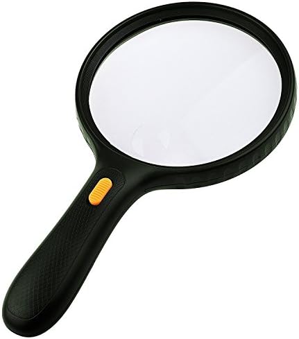 Dlisten EXTRA LARGE 3 LED Handheld Magnifying Glass with dual glass - Magnifier For Senior Reading, Hobbies and Crafts, Computer Repair and Jewelry Loupe (1.8X 138 mm, 5X 25 mm)