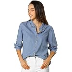 Women’s Classic Long Sleeve Loose Button Down Denim Shirt www.denim.fit