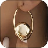 Large Silver Ball Hoop Earrings for Women Chunky Gold Big Round Balls Dangling Earring Fashion Vintage Circle Statement Jewelry Hippie Accessories