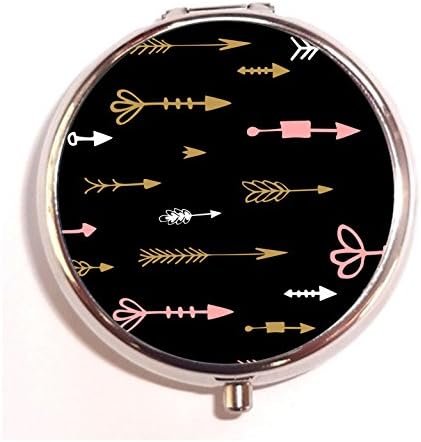 Tribal Arrows Boho Customized Round Silver Portable Travel Pill Box Organizer Case 3 Compartment Medicine Tablet Holder Box Case Gift