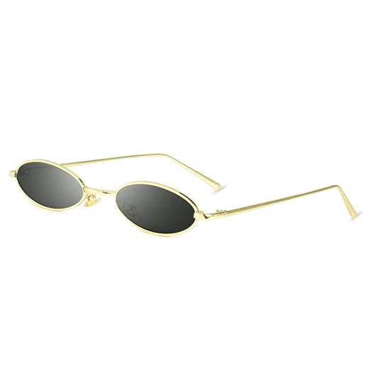 AMZTM Vintage Ovale Sonnenbrille - Kleine Metallrahmen Sonnenbrille für Mädchen Frauen