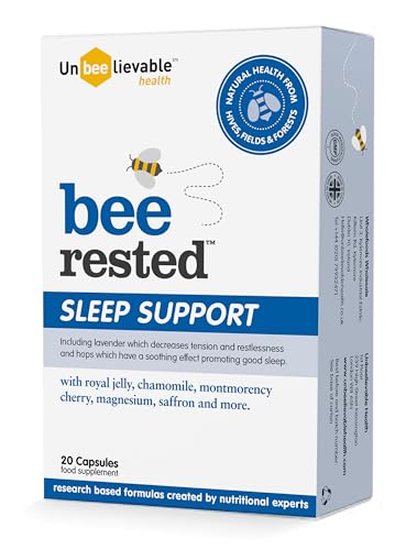 Unbeelievable Health Bee Rested Sleep Support Supplement - Created by Nutritional Experts - Therapeutic Ingredients Include Royal Jelly, Saffron, Chamomile & Lavender (3 Pack)
