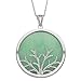 Belacqua Natural Green Jade Tree of Life Pendant Necklace in Sterling Silver, 18 Inches Box Chain, Fashion Jewelry for Women, Gift Box Included