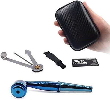 Detachable Zinc Alloy Pipe - Virtuosity Special Aesthetic Feeling Metal Pipe for Herbs (Blue)