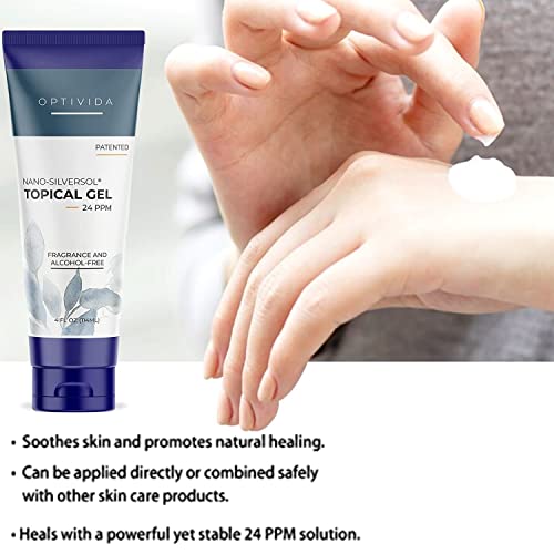 Optivida Colloidal Silver Gel Cream For Wound Care, Natural Topical Skin Healing NanoSilver