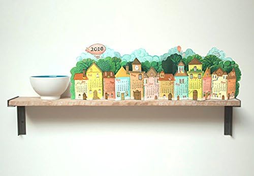 2018 Calendar | 3D Landscape Desk Calendar made of Paper | Village Rustic Pretty Gift Shelf