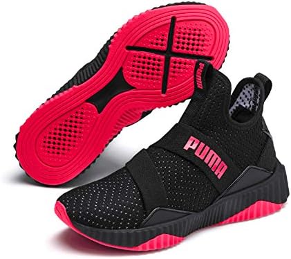 pink and black gym shoes