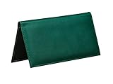Dwellbee Leather Checkbook Cover with Register Holder and Carbon Copy Divider (Cowhide Leather, Green)
