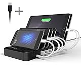 bototek Charging Station, 6 Port USB Desktop Charging Dock with USB C Port for Multiple Devices iPhone iPad Kindle & Other Tablets
