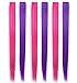 Purple Pink Hair Extensions Colored Party Highlights Straight Hair Extension Clip In/On For Amercian girls and Dolls Kids Costume Wig Pieces 6 PCSthumb 1