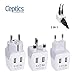 Ceptics Complete European Set Travel Adapter Plug by Ceptics With Dual USB - Type G, E/F, C - London - USA Input - Light Weight - Perfect for Cell Phones, Chargers, Cameras and More - 3 Pack