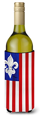 Caroline's Treasures 8138LITERK Patriotic Fleur de lis Wine Bottle Hugger Bottl…