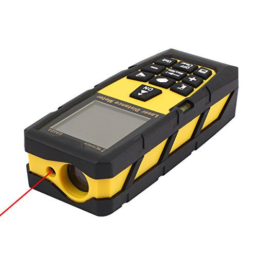 DMiotech Laser Distance Measure 196ft 60m Mini Handheld Digital Laser Distance Meter Rangefinder Measurer Tape Yellow with Tripod