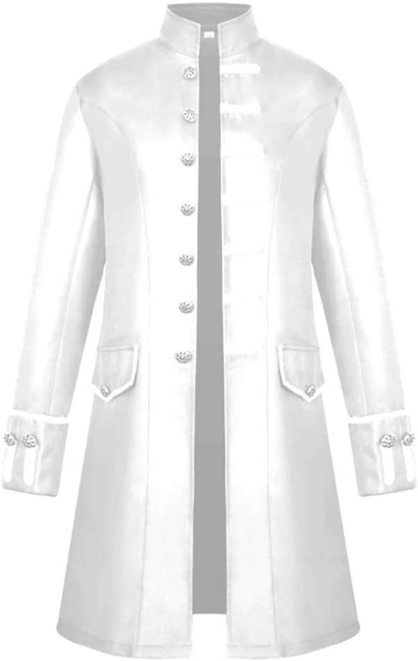 SSYUNO Hot Men Winter Warm Vintage Gothic Medieval Tailcoat Jacket Overcoat Outwear Buttons Long Coat(Multicolored,S-3XL)