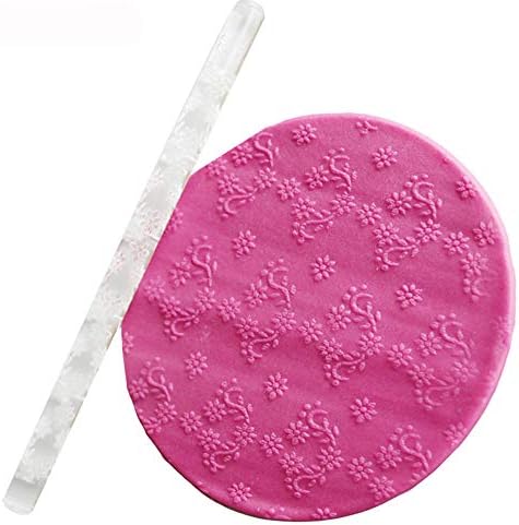 MaxFox Mini Transparent Fondant Sugar Rolling Pin Embossing Acrylic Carved Handcraft DIY Cake Baking Decorating Tool (P)