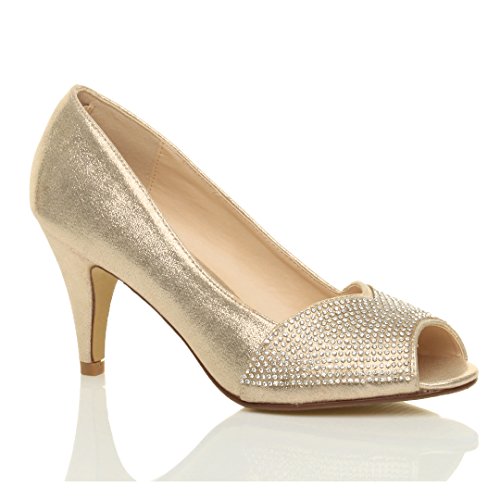 Ajvani Women's High Heel Peep Toe Diamante Evening Shoes Sandals Size 10 41