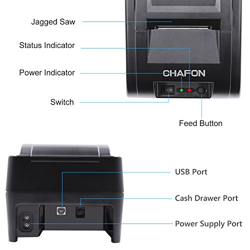 58MM USB Thermal Receipt Printer, Chafon Portable Printer High Speed Printing Compatible with ESC/POS Print Commands Set for Retail Store, Small Business, Restaurant, Canteen and More