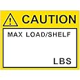 25 Pcs Pallet Rack Capacity Label, 3×4″ (76.2×101.6mm) Caution MAX Load/Shelf LBS, Cross Beam Safety Bright Warning Self-Adhesive PVC Sticker, 0.004″ (0.1mm) Smooth, British Unit, Style A