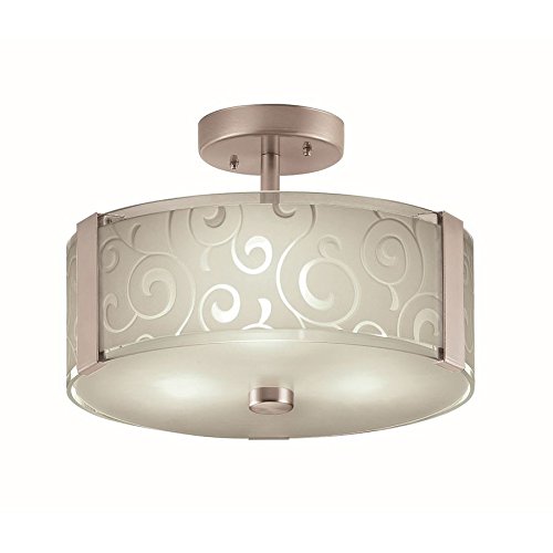 Portfolio 13 2 In W Brushed Nickel Etched Glass Semi Flush Mount