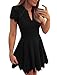 Sidefeel Women Sweet Scallop Pleated A-line Dress Small Black