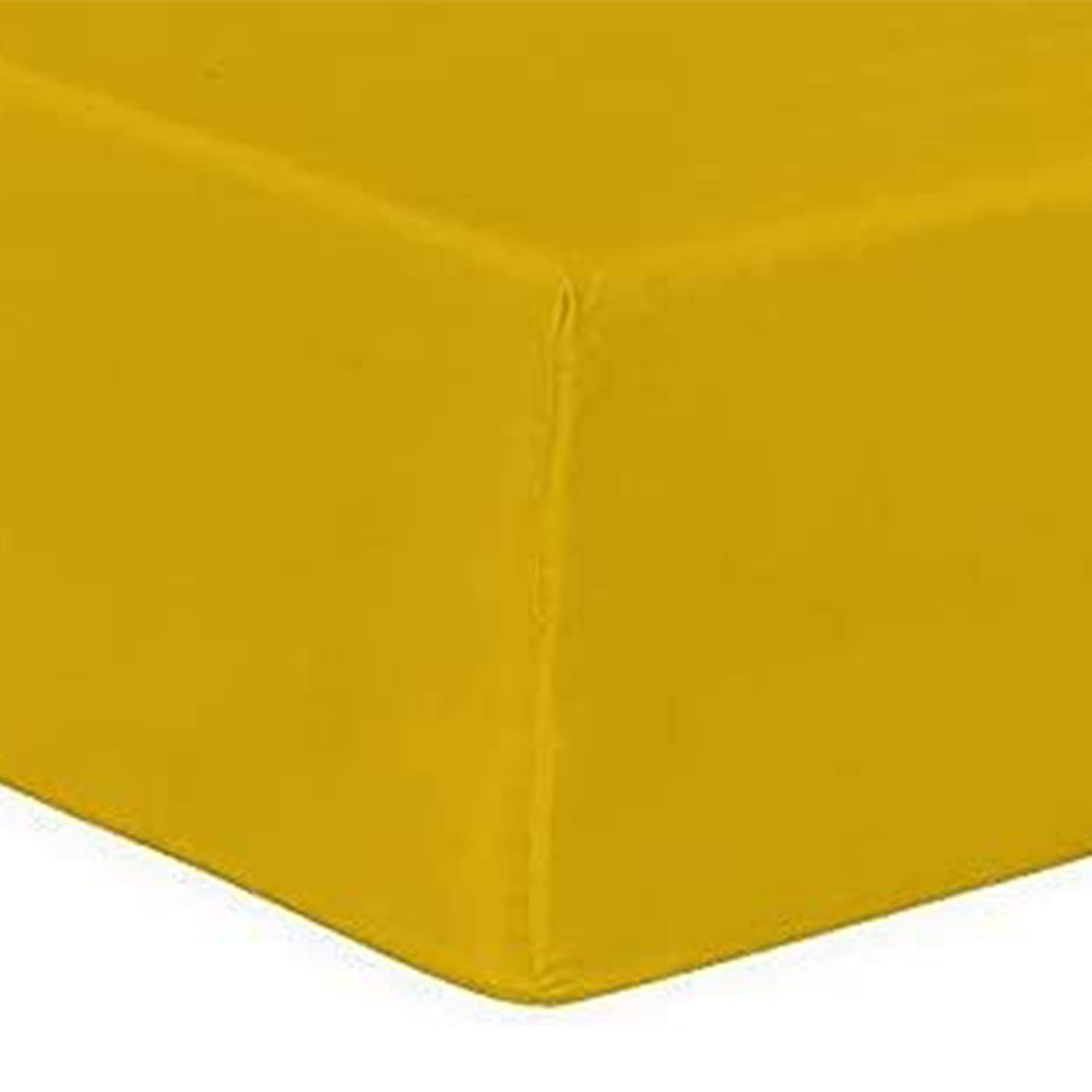 Extra Deep Fitted Sheets 16"/40CM Deep Bedsheets, 4 Feet Small Double - Mustard