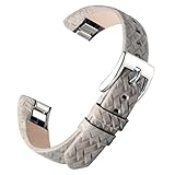 bayite Replacement Leather Watch Bands for Fitbit Alta HR and Alta Suede Textured Grey