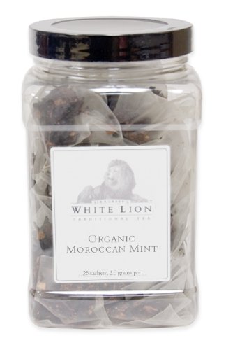 Organic Moroccan Mint Fine Green Tea, 25 Sachets, White Lion Tea